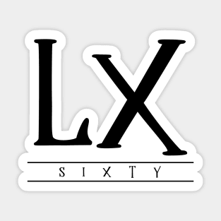 LX (Sixty) Black Roman Numerals Sticker